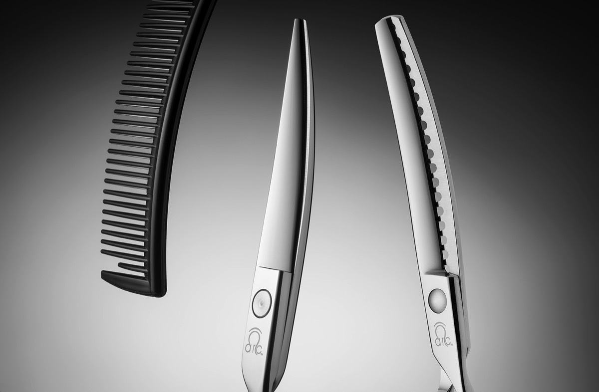 Creative product studio photography of scissors and comb by Imagemaker Studios